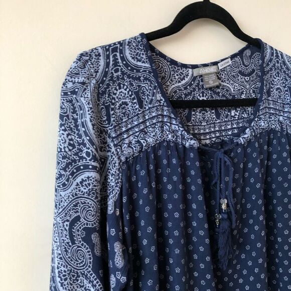 ANGIE Multi Pattern Blue Tunic Top - Picture 4 of 6
